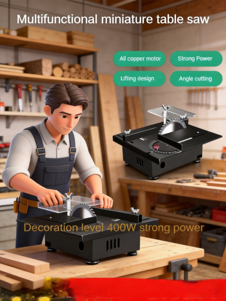 Mini Table Saw For Woodworking - 400W mini desktop mini tafelzaag houtbewerking