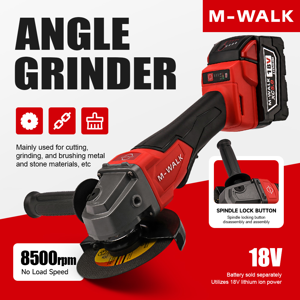 Brushless Angle Grinder Battery Powered - M-WALK 8500 RPM Hoge snelheid borstelloze
