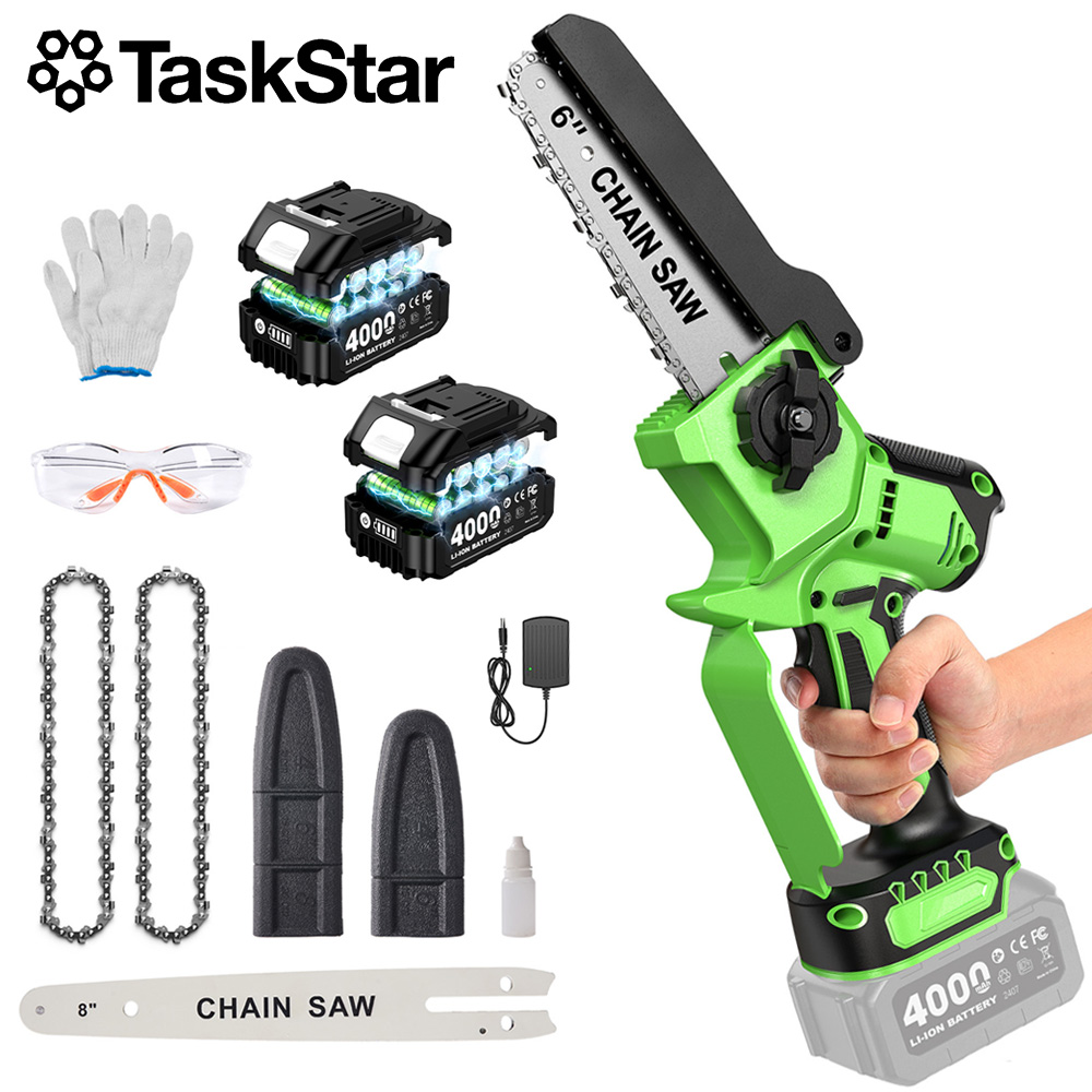 Mini Electric Chainsaw 6 Inch - TaskStar borstelloze elektrische kettingzaag 6 en