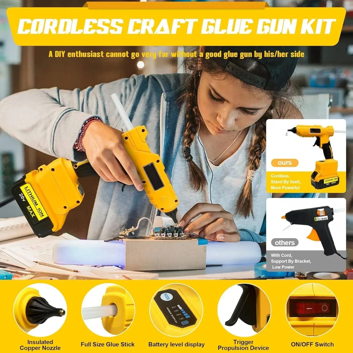 Draadloze Elektrische Handheld - Hot Melt Glue Gun Cordless recensie en prijs