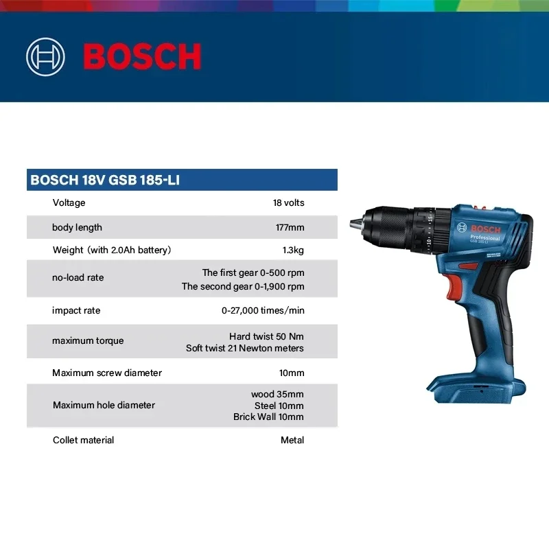 Bosch GSB 185-LI 18V draadloze - Brushless Cordless Electric Drill 18V recensie en prijs