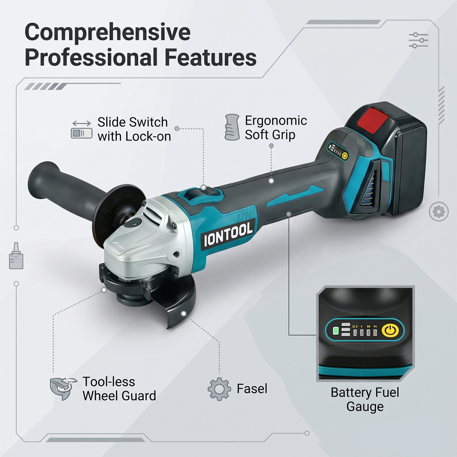 IONTOOL 18V Borstelloze Hoeksl - Brushless Angle Grinder Battery Powered recensie en prijs